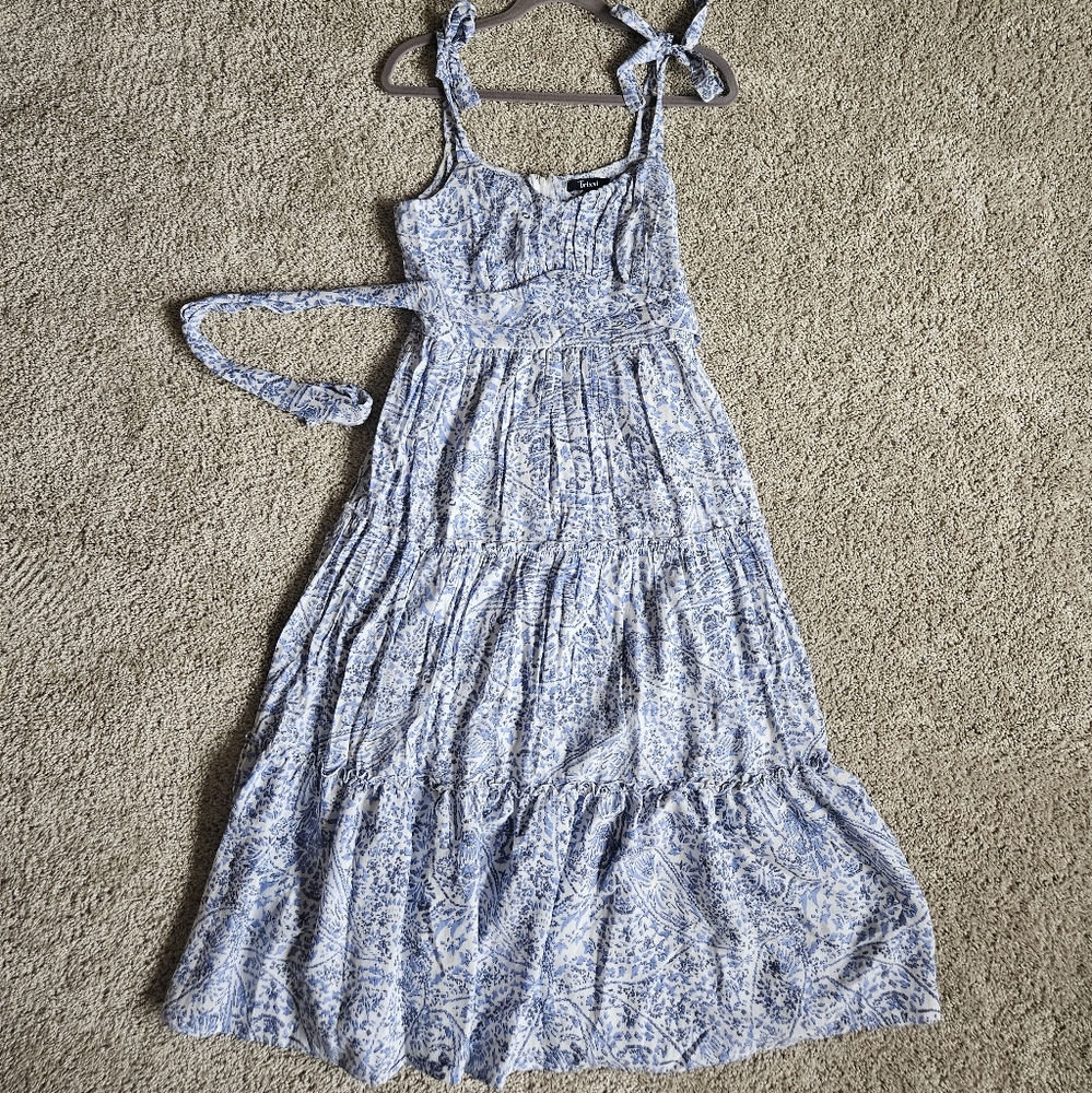 Blue and White Floral Maxi Dress - Trixxi Brand